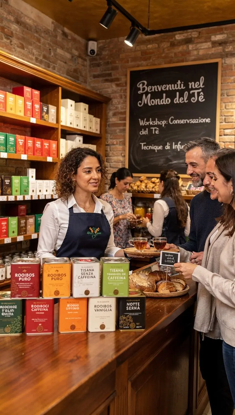 Una selezione di tè sfusi in vari colori e aromi.