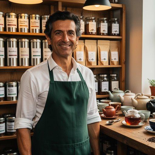 Un infusore di tè a forma di cuore immerso in una tazza di tè.